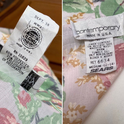 Full Length Pink Floral Vintage Robe with Ribbon Belt. Approx U.K. size 12-16