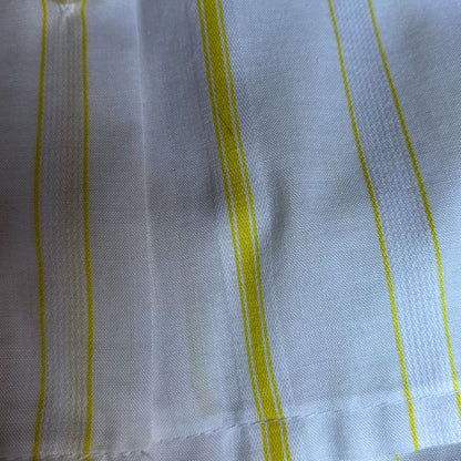 Vintage 1970s White Cotton Blend Shirt With Yellow Stripes . Approx UK size 10-12