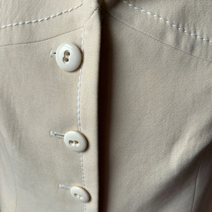 Vintage Creamy White Lightweight 60s Mod Coat with Rounded Collar . Approx UK size 10-12