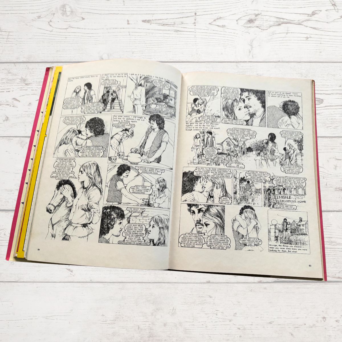 Vintage Diana annual 1976 / story on a white wood background 