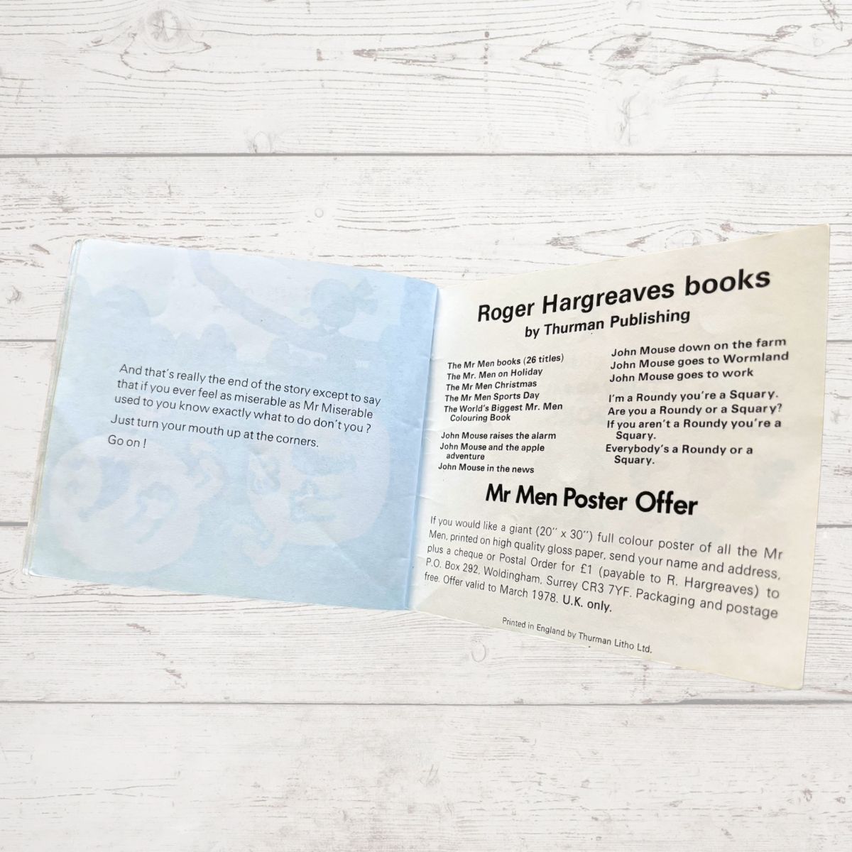 Text on last page of Mr Happy 