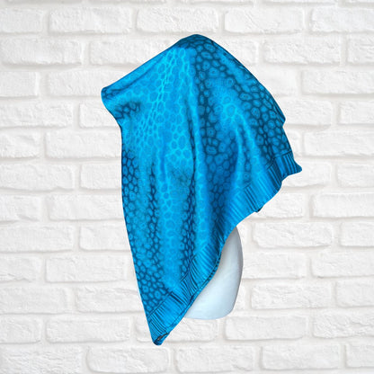 Dark Turquoise Large Square Vintage Textured Print Scarf.  Great Gift idea