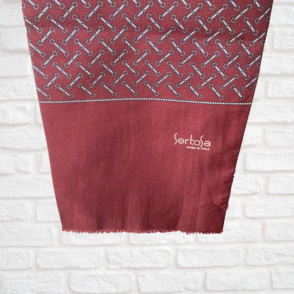 Long Length Italian Made Vintage burgundy equestrian print scarf. Great gift idea