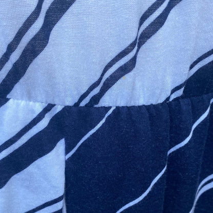 80s Navy Blue and White Striped Cotton Vintage Sundress with Matching Belt. Approx UK size 14-16