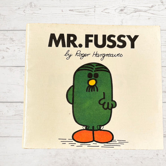 Mr. Fussy by Roger Hargreaves. Original 1970s The Mr Men series. 1976 edition. Great gift idea