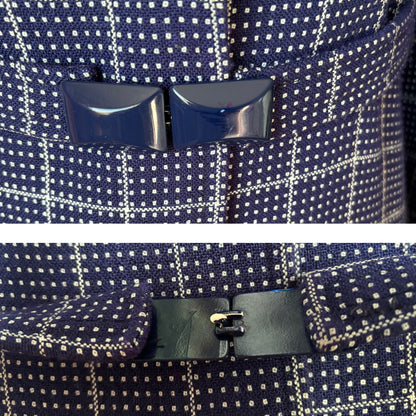 Vintage Navy & White 70s Belted Jacket with Wide Lapels .Approx UK size 8-10