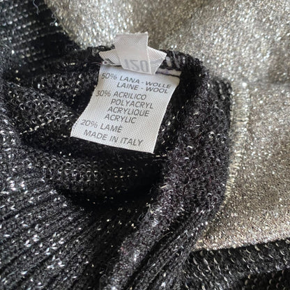 80s Black and Silver Sparkly Star Design Vintage Jumper. Approx UK size 14-18.