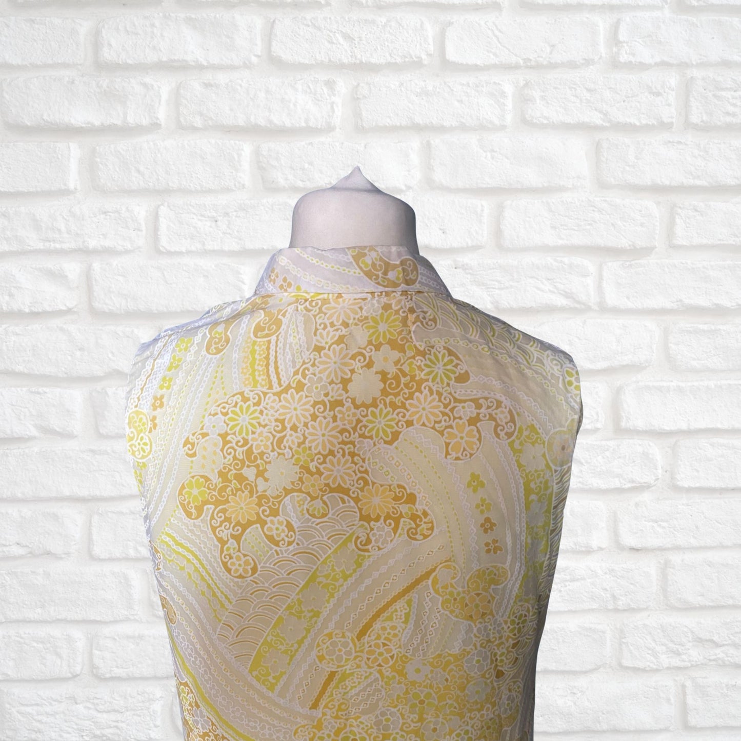 60s Mod Style Yellow Psychedelic Floral Shift Dress. Approx  UK size 12-14