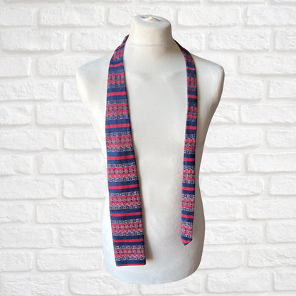 80s Navy Blue and Red Wide Square Ended Vintage Tie. Great Gift Idea