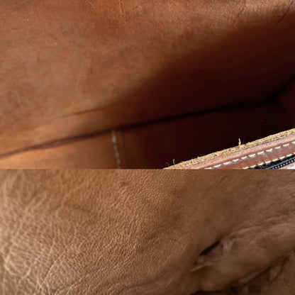 Classic Vintage Large Tan Leather Unisex Satchel with Buckle Front