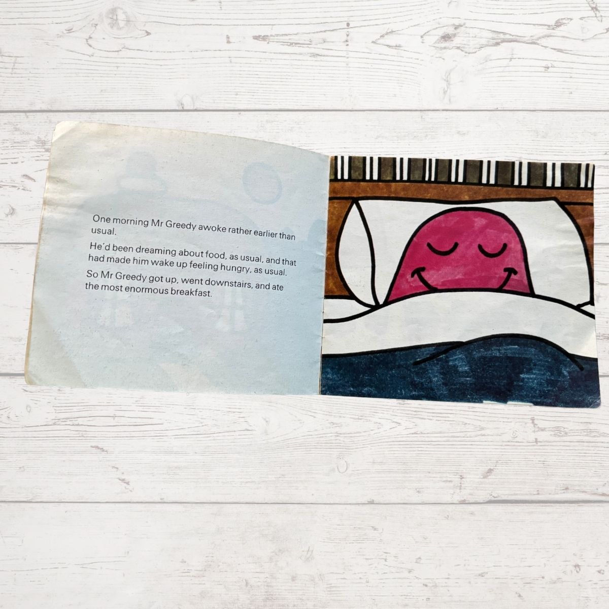 Mr Greedy asleep in bed 