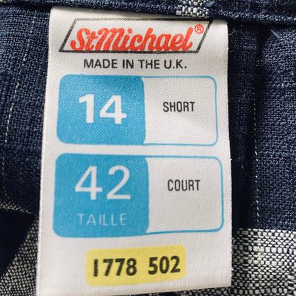 80s Blue and White Preppy Style Pleated Midi Skirt by St. Michael.  Approx UK size 8-10