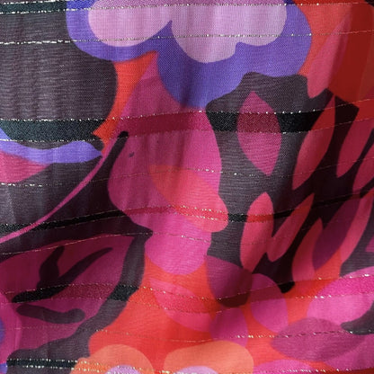 60s Psychedelic Pink & Purple A-Line Dress with Neck Tie. Approx UK size 10-12