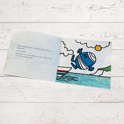 Mr bump falling off a boat 