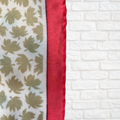Stylish White, Red and Green Floral Italian Vintage Scarf. Great Gift idea
