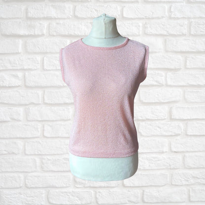 60s sleeveless pink mod top. Vintage St. Michael. Approx UK size 12-14