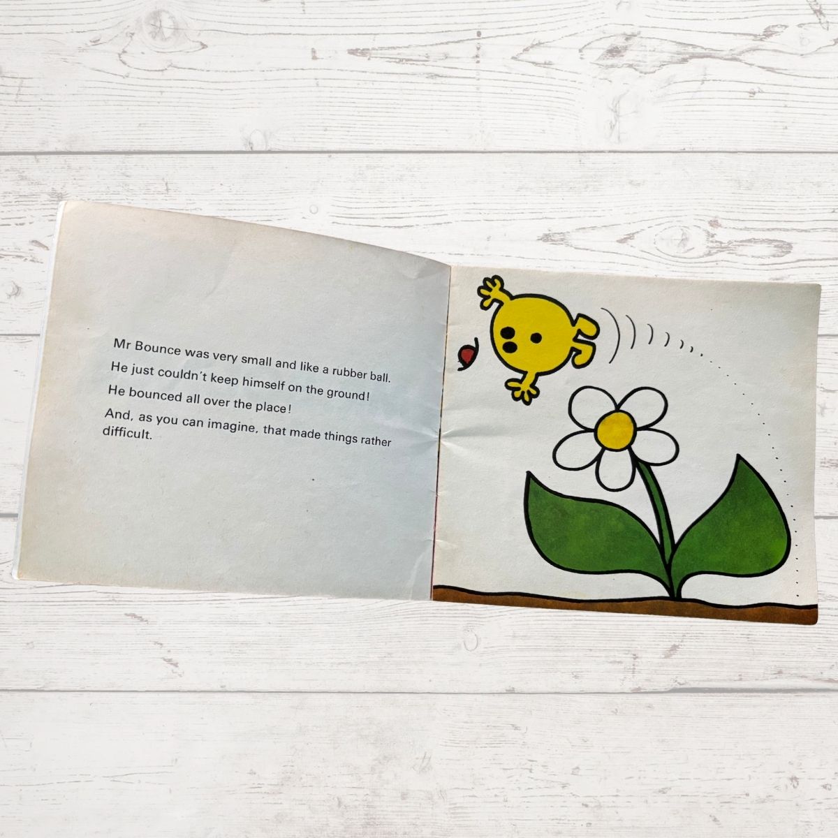 Mr bounce bouncing over a daisy 