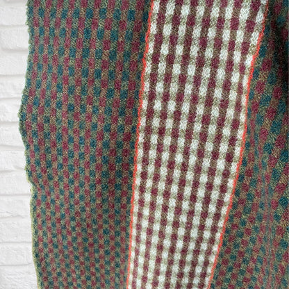 Vintage checked 60s mod style Duggie Wool Scarf with Fringing. Great gift idea