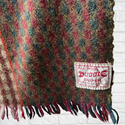 Vintage checked 60s mod style Duggie Wool Scarf with Fringing. Great gift idea