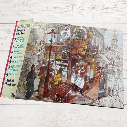 Vintage Diana annual 1976 / inside cover on a white wood background 