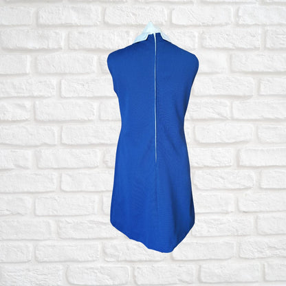 60s Navy Blue & White Mod Style Vintage Scooter Dress. Approx UK Size 8-10
