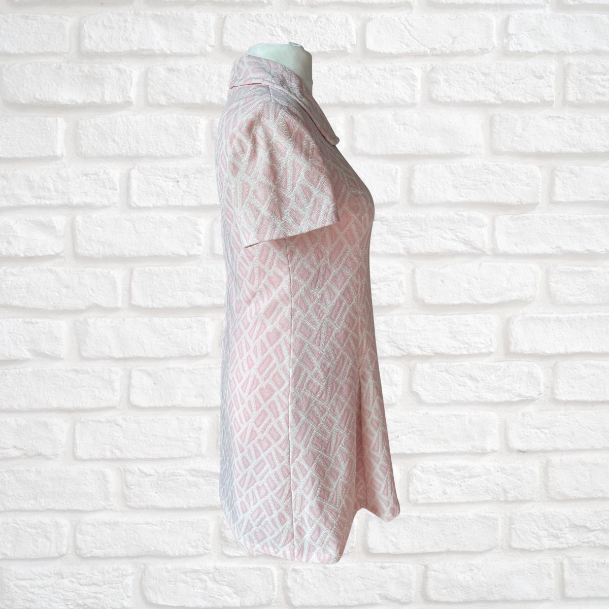 60s Pink and White Short Sleeved Vintage Scooter Dress. Approx UK size 14-16