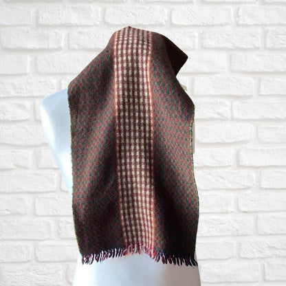 Vintage checked 60s mod style Duggie Wool Scarf with Fringing. Great gift idea