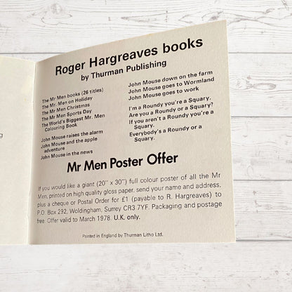 Mr. Uppity by Roger Hargreaves. Original 1970s The Mr Men series. 1972   edition.Great gift idea