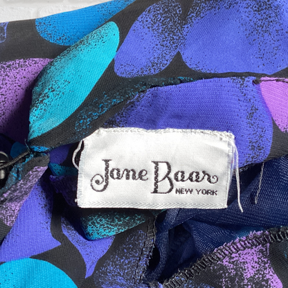 Stunning 1920s style Black, Blue, Mauve and Turquoise Vintage 80s Dress. Approx UK size 10 -12