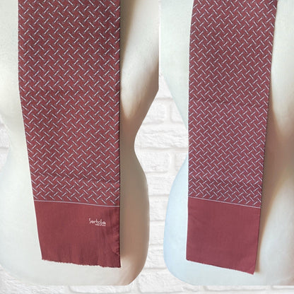 Long Length Italian Made Vintage burgundy equestrian print scarf. Great gift idea