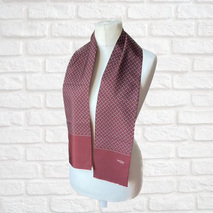Long Length Italian Made Vintage burgundy equestrian print scarf. Great gift idea