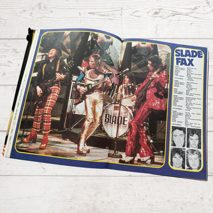 Vintage Diana Annual 1975 open on a white wood background 
