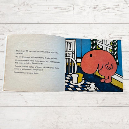 Mr lazy and a loaf of bread and a tea cup 