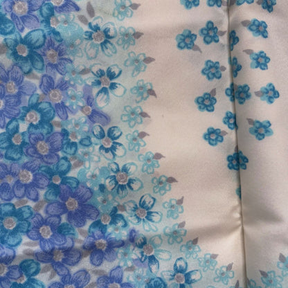 Pretty Blue Floral Large Square Vintage Scarf. Great Gift idea