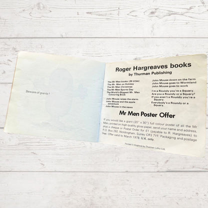 Text on the last page of Mr Greedy book 