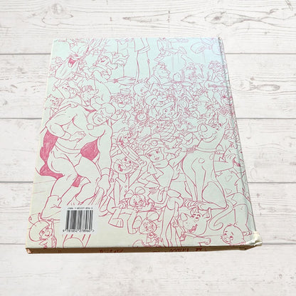Back cover illustrated with cartoon characters 