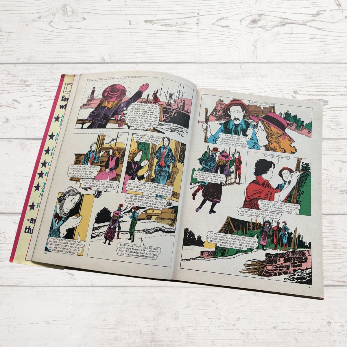 Vintage Diana annual 1976 story on a white wood background 