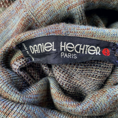 Vintage Brown, Blue, Black, White and Green Checked Cowl Neck Jumper. Approx UK size 6- 10