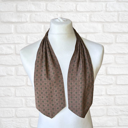 60s Mod Style Brown, Black, Green and Yellow Geometric Print Vintage Tootal Cravat