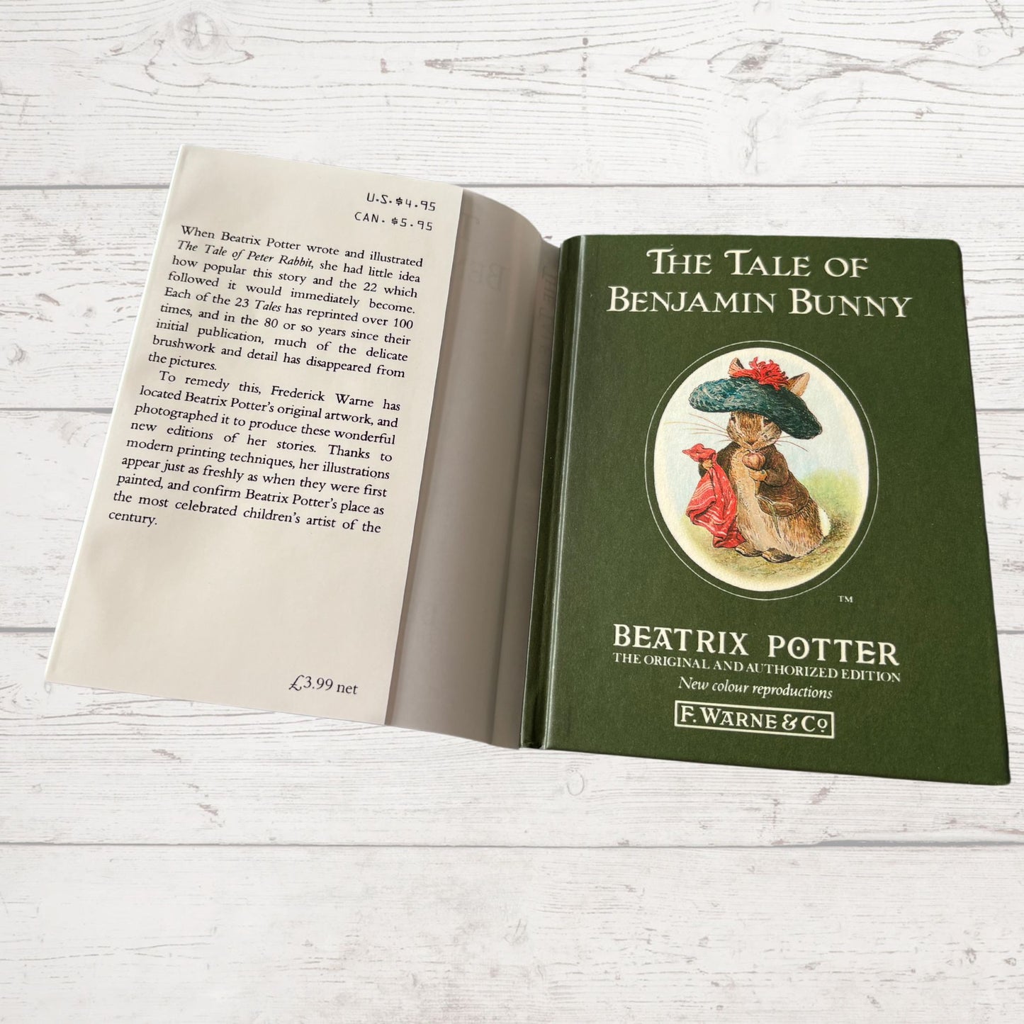 The Tale  of Benjamin Bunny. Vintage Beatrix Potter Book. 1989 edition. Great Gift Idea