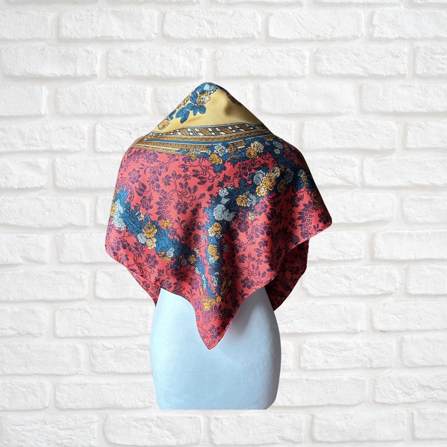 Stylish Ruby, Purple, Gold and Blue Large Square Floral Vintage Scarf. Great Gift idea