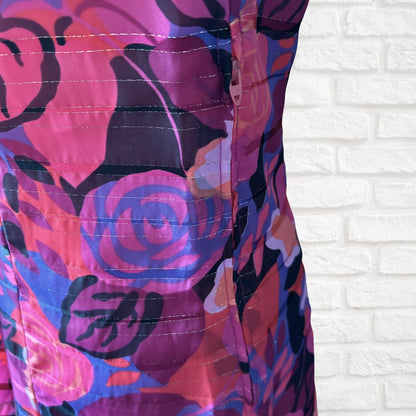 60s Psychedelic Pink & Purple A-Line Dress with Neck Tie. Approx UK size 10-12