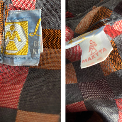 Timeless 80s Vintage Fit and Flare Checked Midi Dress. Approx UK size 12-14