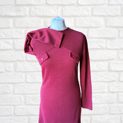 Vintage Dark Red 60s Mod Style Scooter Dress .Approx UK size 8-10