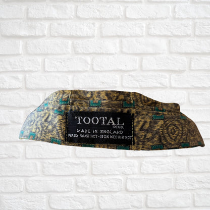 60s Mod Style Yellow, Black and Green Abstract Print Vintage Tootal Cravat