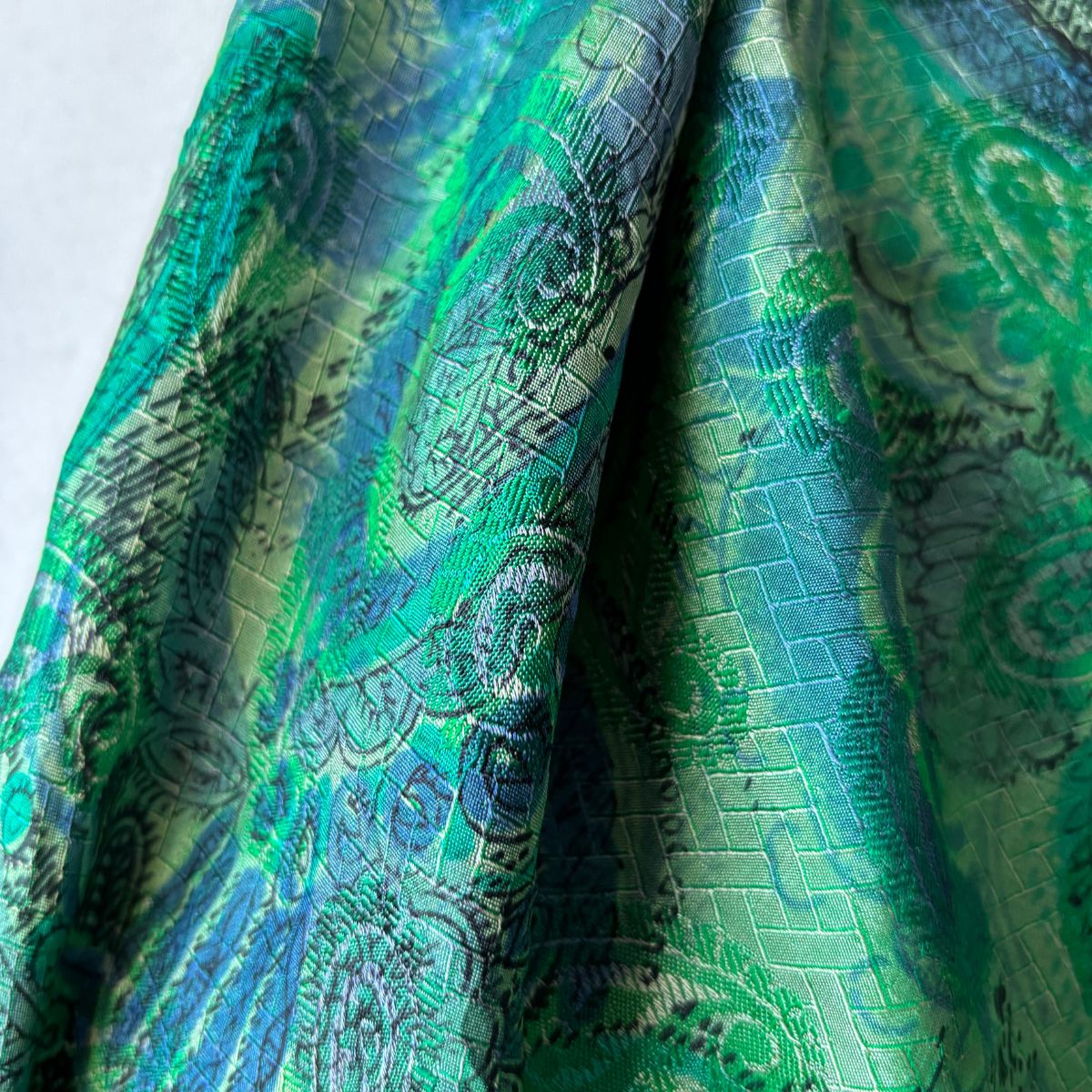 Beautiful Green and Blue Large Vintage Textured Print Scarf.  Great Gift idea