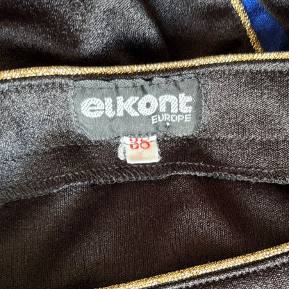 Vintage 80s Black Batwing Sleeved Top with Sparkly Gold Piping. Approx  UK size 12-14