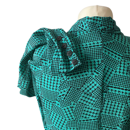 80 green and black dogtooth print suit dress. . Approx U.K. size 16