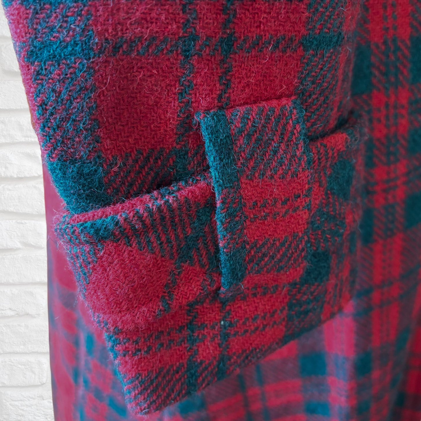 Vintage 1990s Red and Green Checked Maxi Length Wool Coat. Approx UK size 16-18 (w) Large (m)