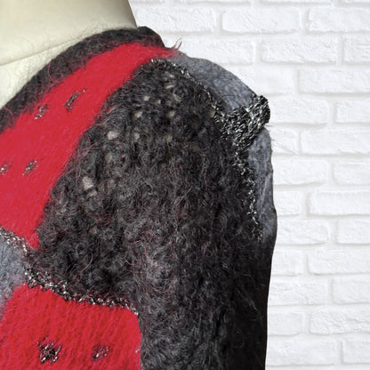 Close up of loose knit weave on an 80s knit